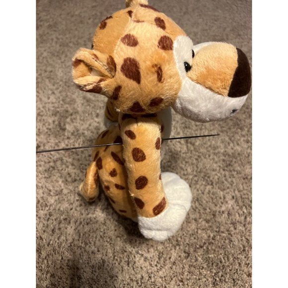 SKM Enterprises Inc Leopard Kids 13" White Beige Brown Standing Plush Cuddly - Picture 5 of 8